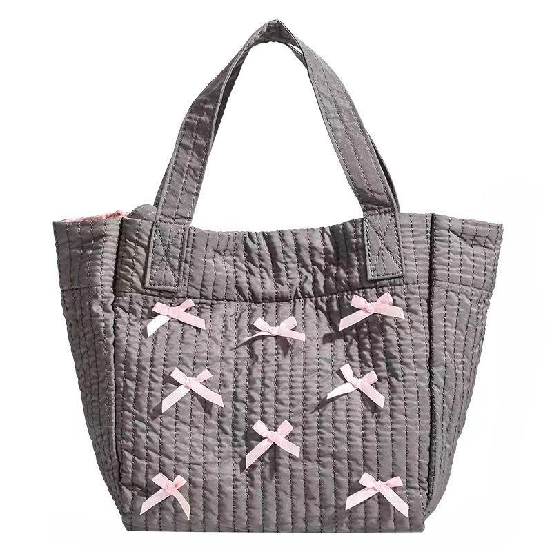 Модная корейская стильная популярная балетная сумка с милым бантом из милого хлопка для отдыха, универсальная сумка для хранения, трендовые сумки через плечо для поездок на работу