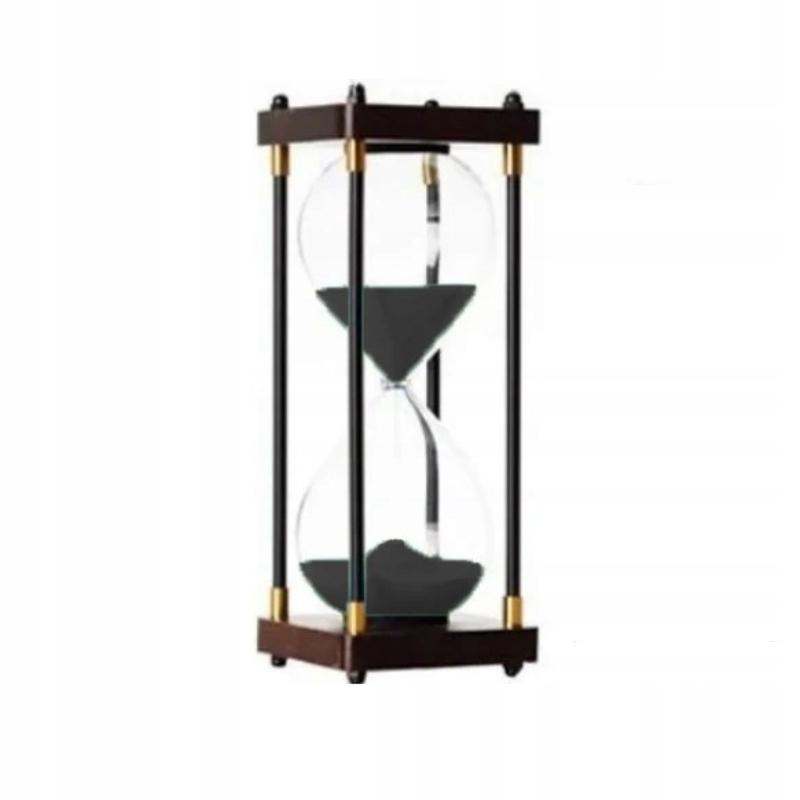 Retro Glass - Wooden Beautiful Hourglass 60 Minutes Xxl 25X10Cm Black