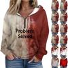 Women's Fashion Halloween Printing Long Sleeve Loose Half Zippered Hoodie With Pockets