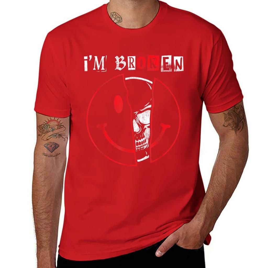 Im Broken Shirt Invisible Illness Im Ok Broken Tshirt Short Sleeve Tee Tops Oversized Unisexs White T Shirts