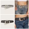 Beads Bordered Shiny Wide Belt Y2K Women PU Belt Adjustable Rhinestone Waistband  Men