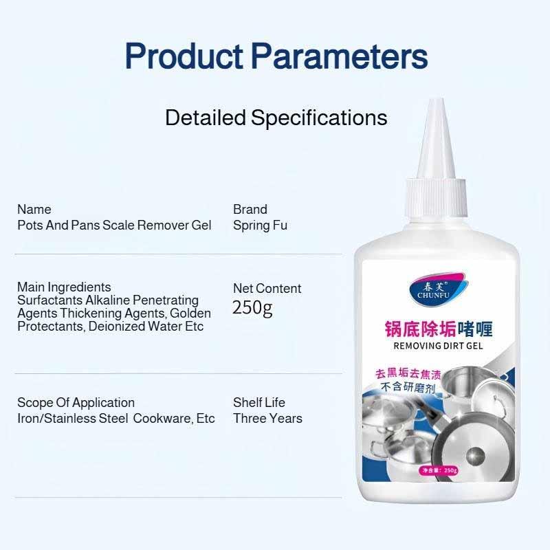 Мощное средство для чистки кастрюль и сковородок из нержавеющей стали Сильный обезжириватель и гель для удаления черного нагара Средство для очистки пригоревшего дна посуды