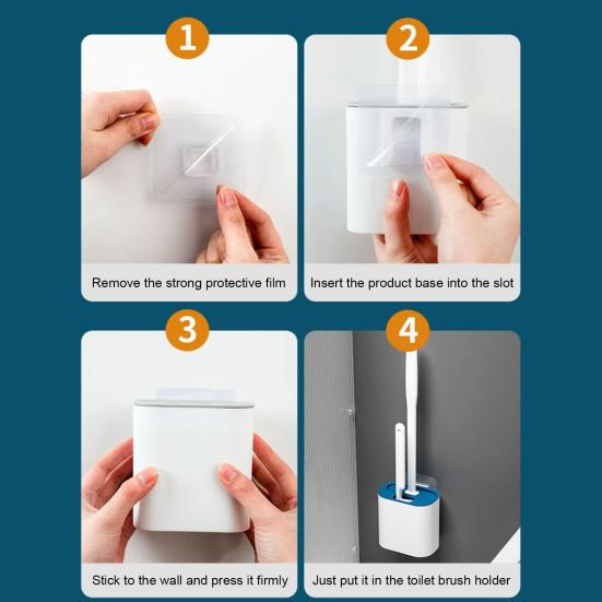 Силиконовый набор туалетных щеток с L-образной головкой, длинными нескользящими ручками, настенным держателем, компактная щетка для чистки унитаза
