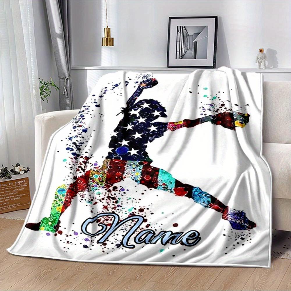 Playing Ball Customize Your Name Blanket Used For Chair Office Sofa Bed Camping Soft And Warm Giving Friends And Relatives Birthday Gifts Graduation