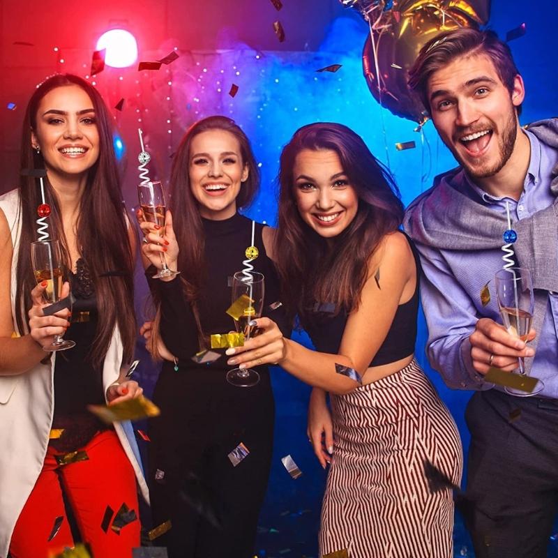 6Pcs/set Discos Decorative Straws Plastic Cocktail Straws Glitter Mirror Discos Balls Drinking Decor for Discos Party