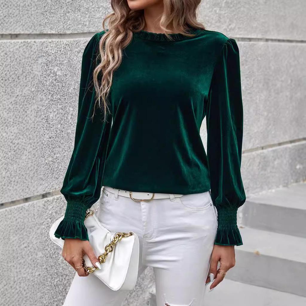 2024 Autumn/Winter Women's Velvet Long-Sleeve Top