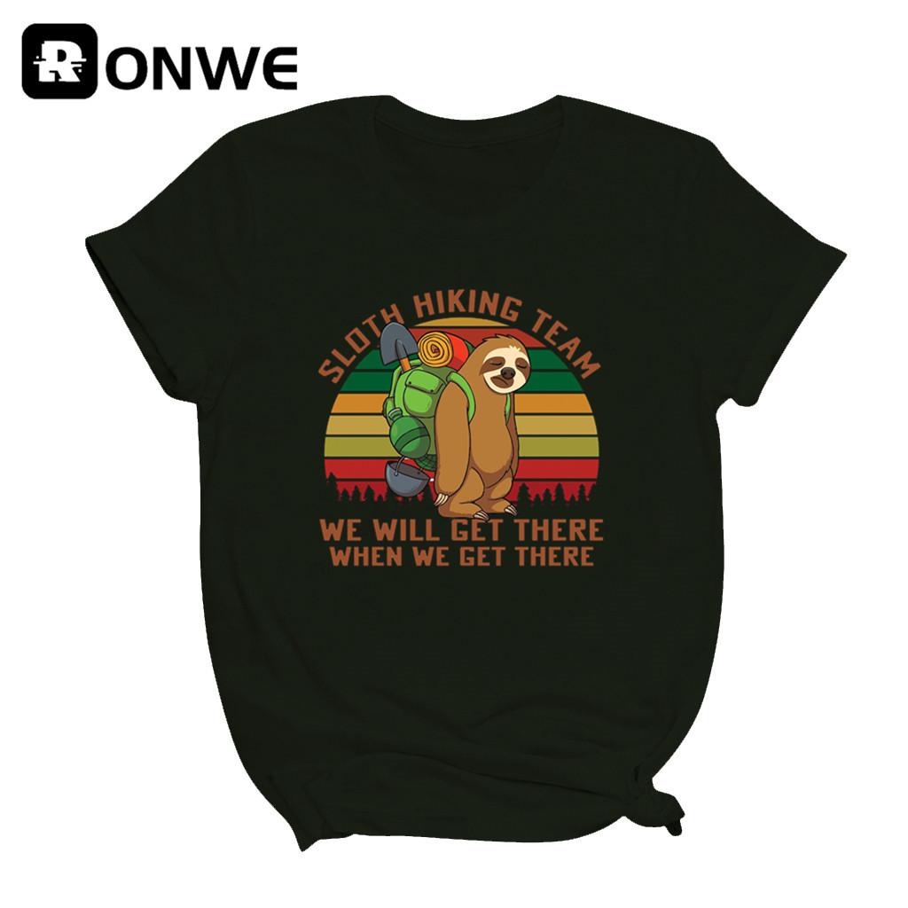 Sloth Hiking Team We Will Get There When We Get There Women T Shirts Gril Casual