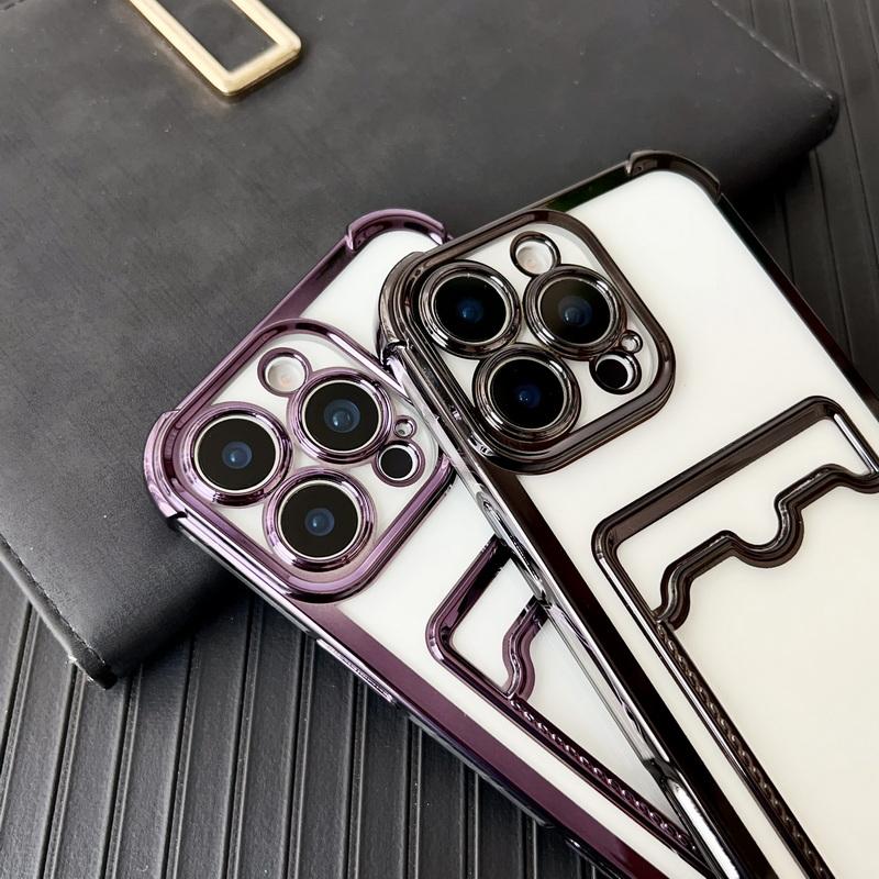 Для iPhone 16 Pro Max 16E 15 Pro 14 13 12 11 чехол для телефона мягкий силиконовый противоударный слот для карт покрытие прозрачный бампер чехол