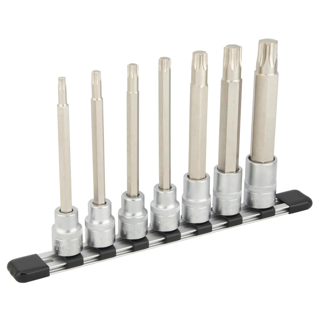 Набор торцевых головок TONE Long Torx с угловым приводом HTX407L, 7 предметов (Сильный держатель) 12.7mm (1/2")