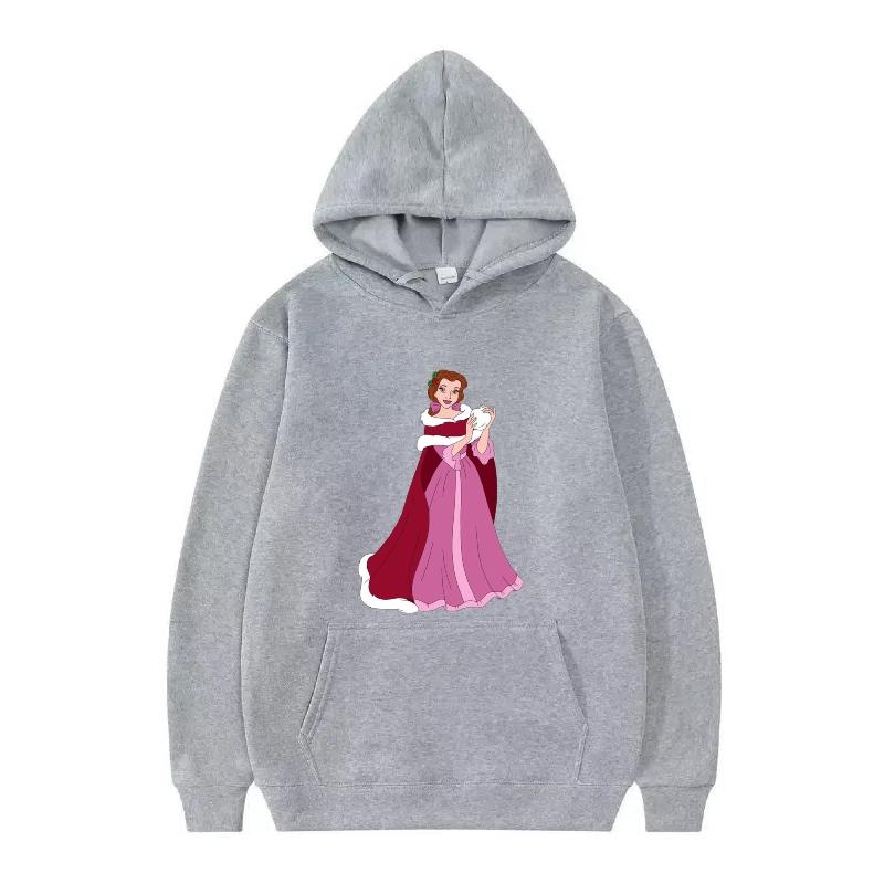 Disney Beauty And The Beast Princess Pattern Woman Loose Black Autumn Tops Clothes Pullovers Ladies Cheap Y2k Hoodies Men Sporty