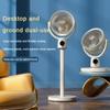 12W Retractable Air Circulation Fan Dual Purpose USB Shaking Head Electric Fan for Tabletop and Ground Remote Control Timing Night Light Floor Fan