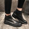 2024 Autumn Early Winter Shoes Men Chelsea Boots Genuine Leather Fashion Brand Shoes Mens Ankle Botas Flat Non-slip Black D211