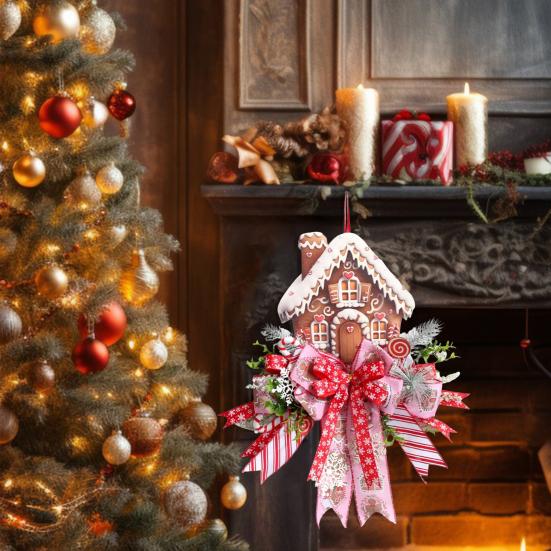 Рождественский венок Праздничное украшение двери Фермерский настенный декор Всепогодный