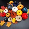 9pcs/set Faux Velvet Pumpkin Decorations Colorful Fabric-Wrapped Soft Durable Indoor Outdoor Ornaments Festive Decorations