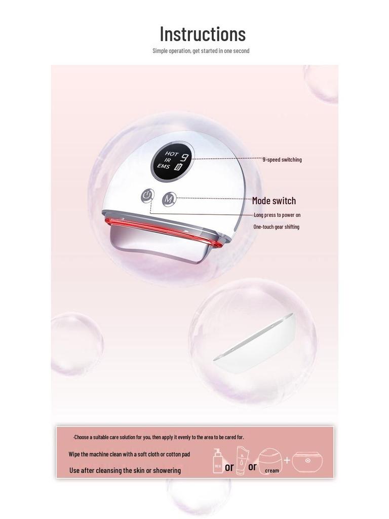 Multifunctional Beauty Instrument: Red/Blue Light Facial & Neck Massager with Gua Sha