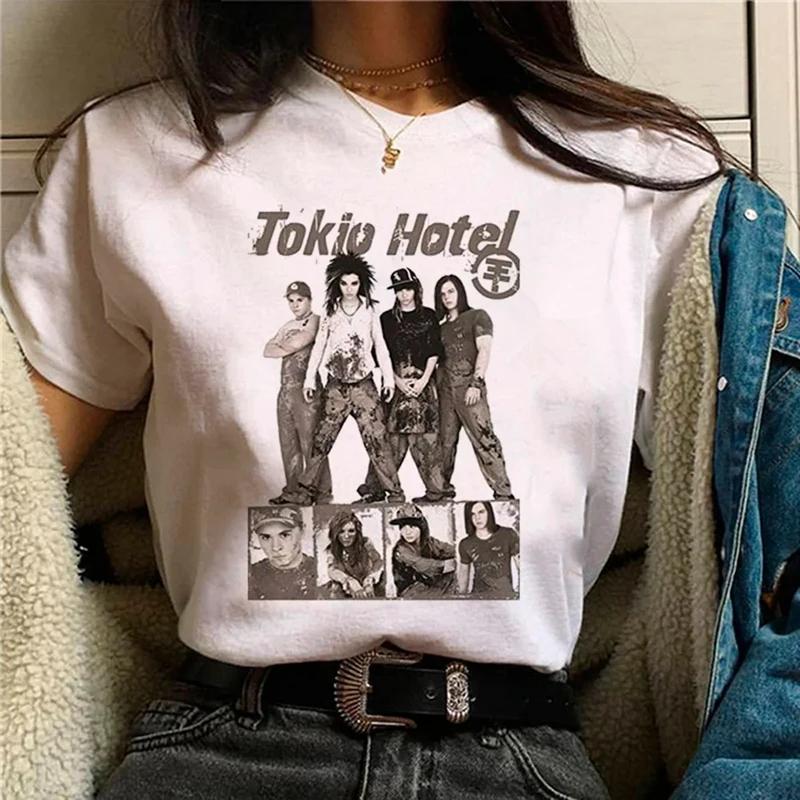 Tokio Hotel Anime Streetwear White Fashion Women T-Shirts Harajuku Clothes Short Sleeve Summer Tees Casual Female O-Neck Tops