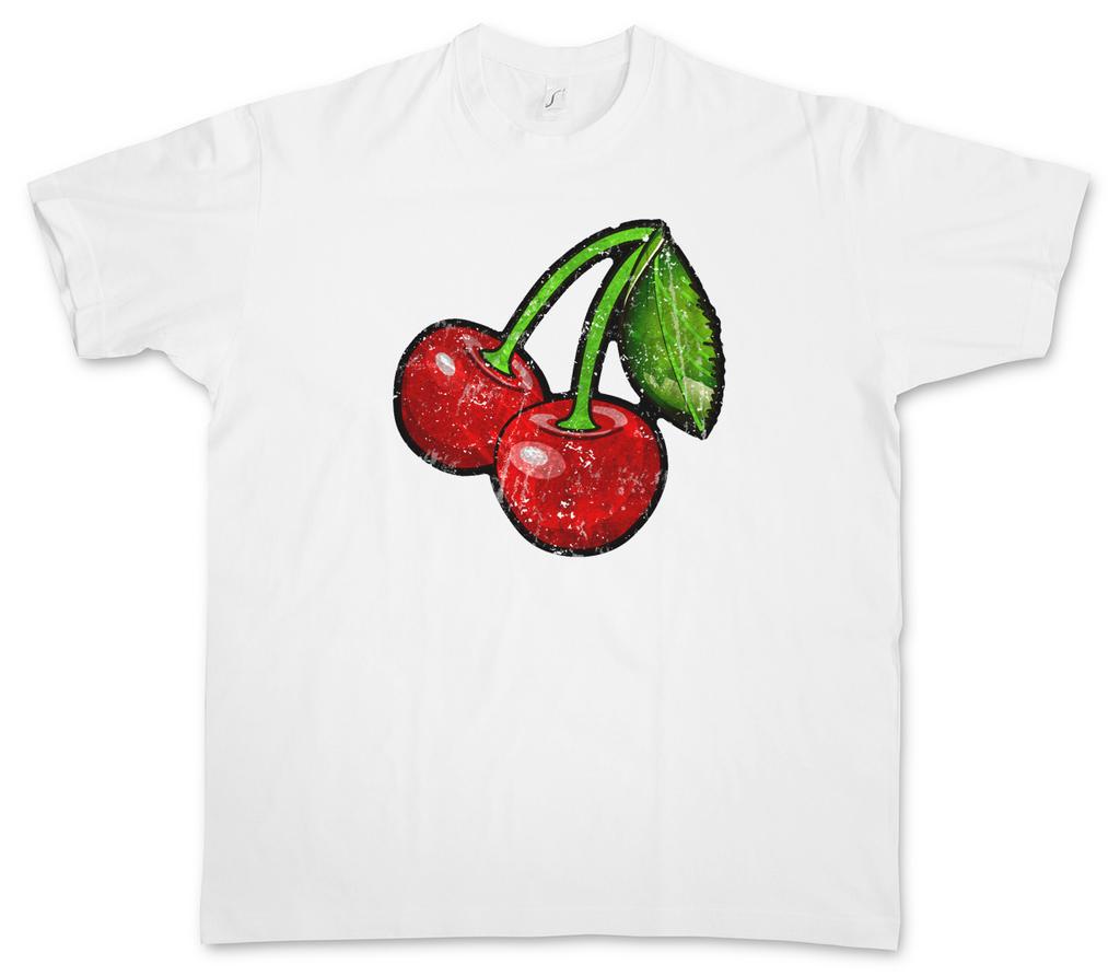 OLDSCHOOL CHERRIES VINTAGE LOGO II T-Shirt Mens Womens Tees Top - Cherry Rockabilly Tattoo