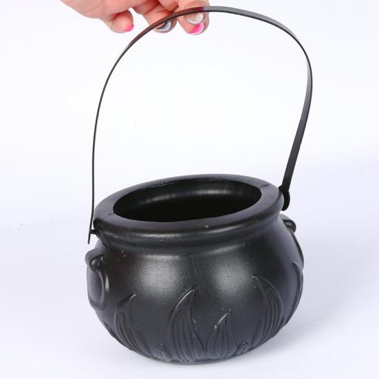 Ведро для конфет на Хэллоуин, черный держатель для котла, опора, чаша, украшения для Хэллоуина, ведро для вечеринки, Кошелек или жизнь, домашний праздничный декор