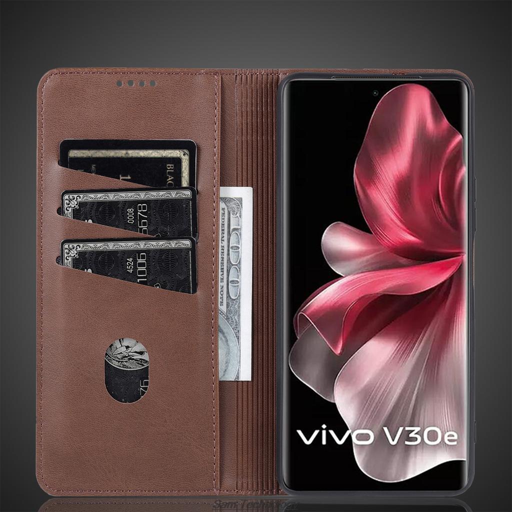 Роскошный магнитный адсорбционный кожаный чехол для Vivo V30e (5G) / Vivo V30e 5G Защитный откидной чехол Capa Fundas Coque