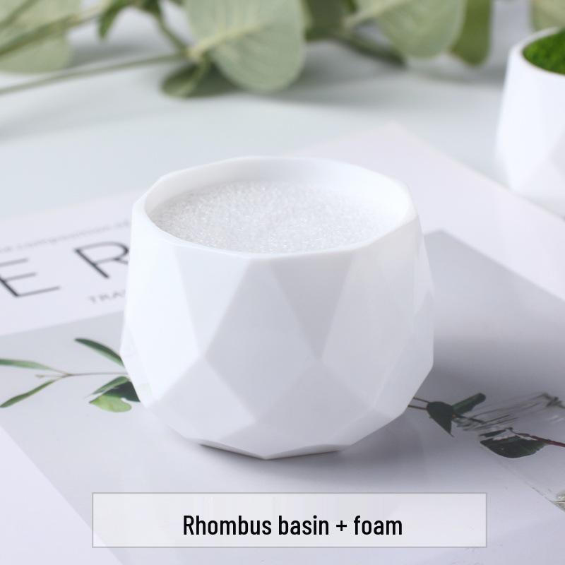 Personalized Diamond-Shaped Crochet-Style White Flower Pot with Optional Colors (Plastic, Yarn Weave Design)
