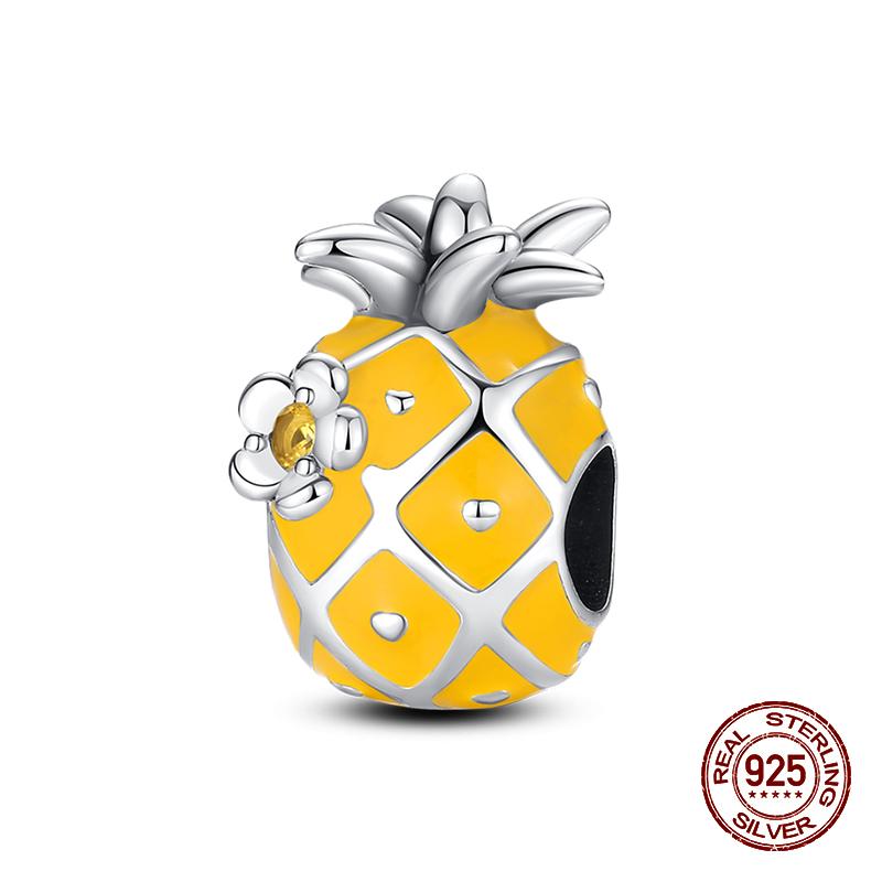 Real 925 Sterling Silver Chocolate Pizza Cake Fries Food Charms Beads Fit 925 Original Bracelets DIY Cute Jewelry Gifts