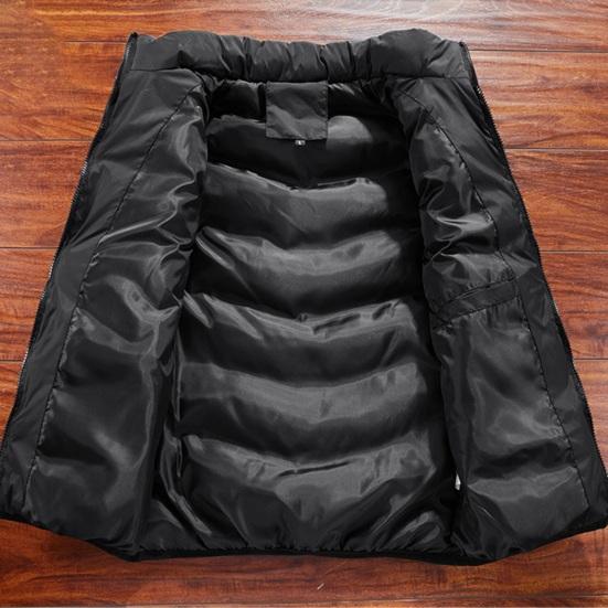 Мужской зимний жилет с воротником-стойкой, утолщенный, мягкий, ветрозащитный, теплая защита шеи, сплошной цвет, без рукавов, на молнии, на ремешке, декор, карманы