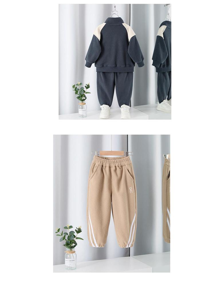 Зимний спортивный комплект из двух предметов для мальчиков с флисовой подкладкой, 2025