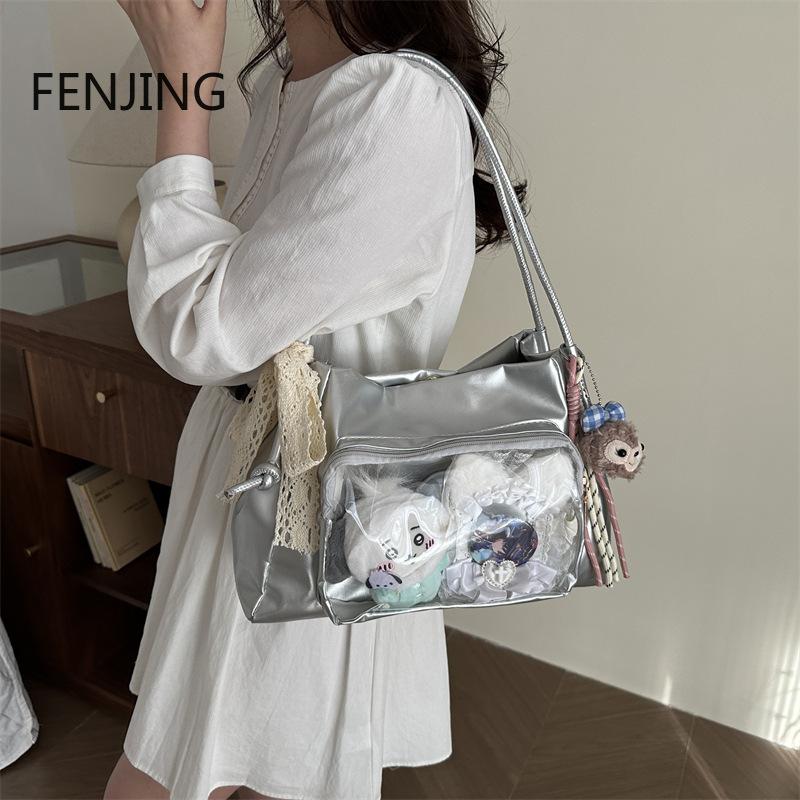 Y2k Japanese Harajuku Shoulder Bag Womens Transparent Totes Bag Girls School Crossbody Bags for Women Female Designer Handbags