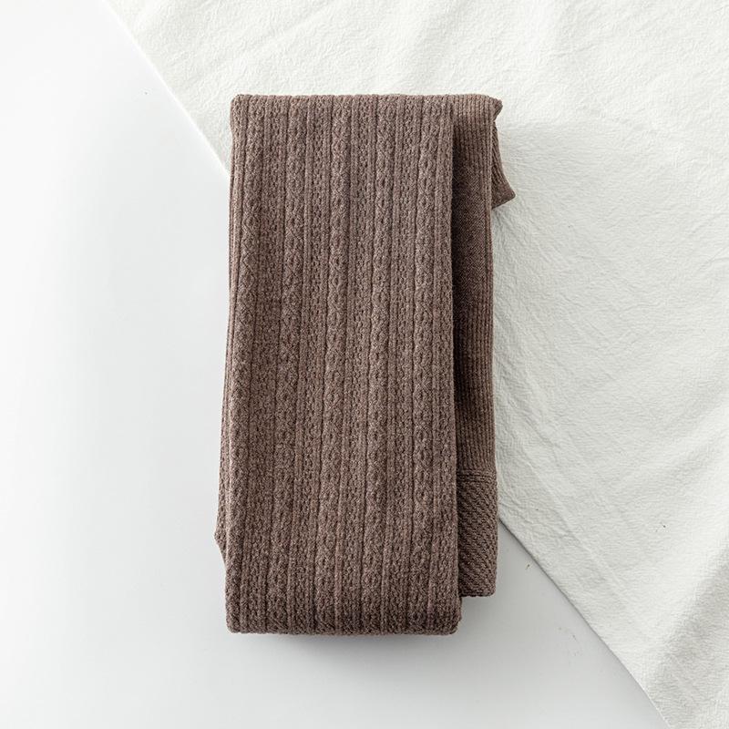 "High Waist Striped Knitted Leggings: Women's Thick White Tights for Spring & Autumn"