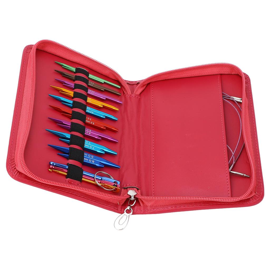 Cube Knitting Needle Set Detachable Aluminum Square Sleeve Needles with Buttons Cables Crochet