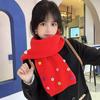 Luochi Knitting~Милый Пуговичный Шерстяной Шарф в Корейском Стиле – Универсальный, Утепленный Шейный Платок, Однотонный, Милый Зимний Аксессуар.