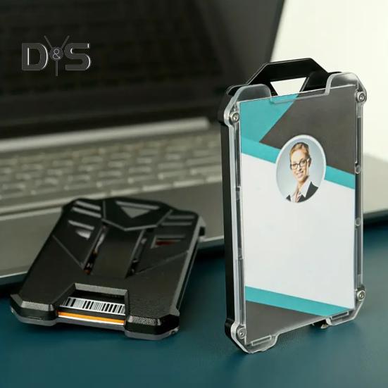 Card Cover Heavy Duty Retractable Badge Reel ID Badge Holder with Anti-lost Breakaway Lanyard Retractable Key Chain Carabiner Hard Shell Card Sleeve