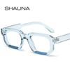 SHAUNA Ins Популярные модные многоугольные квадратные женские очки в оправе, прозрачные антисиние очки, оптические мужские красные, синие оправы