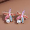 Pirate Metal Pearl Starfish Colored Stud Earrings, Ocean Theme Personalized Design Earrings Women