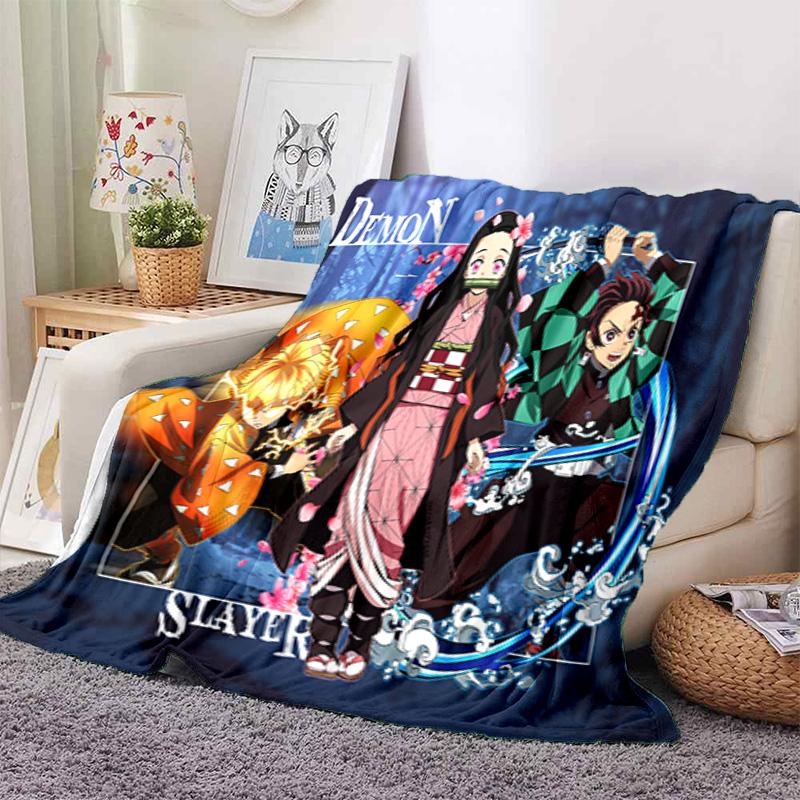 Japanese manga artist Koyoharu Gotouge's Demon Slayer blanket Soft and portable four season home bed, office travel, lunch break, warm blanket K24