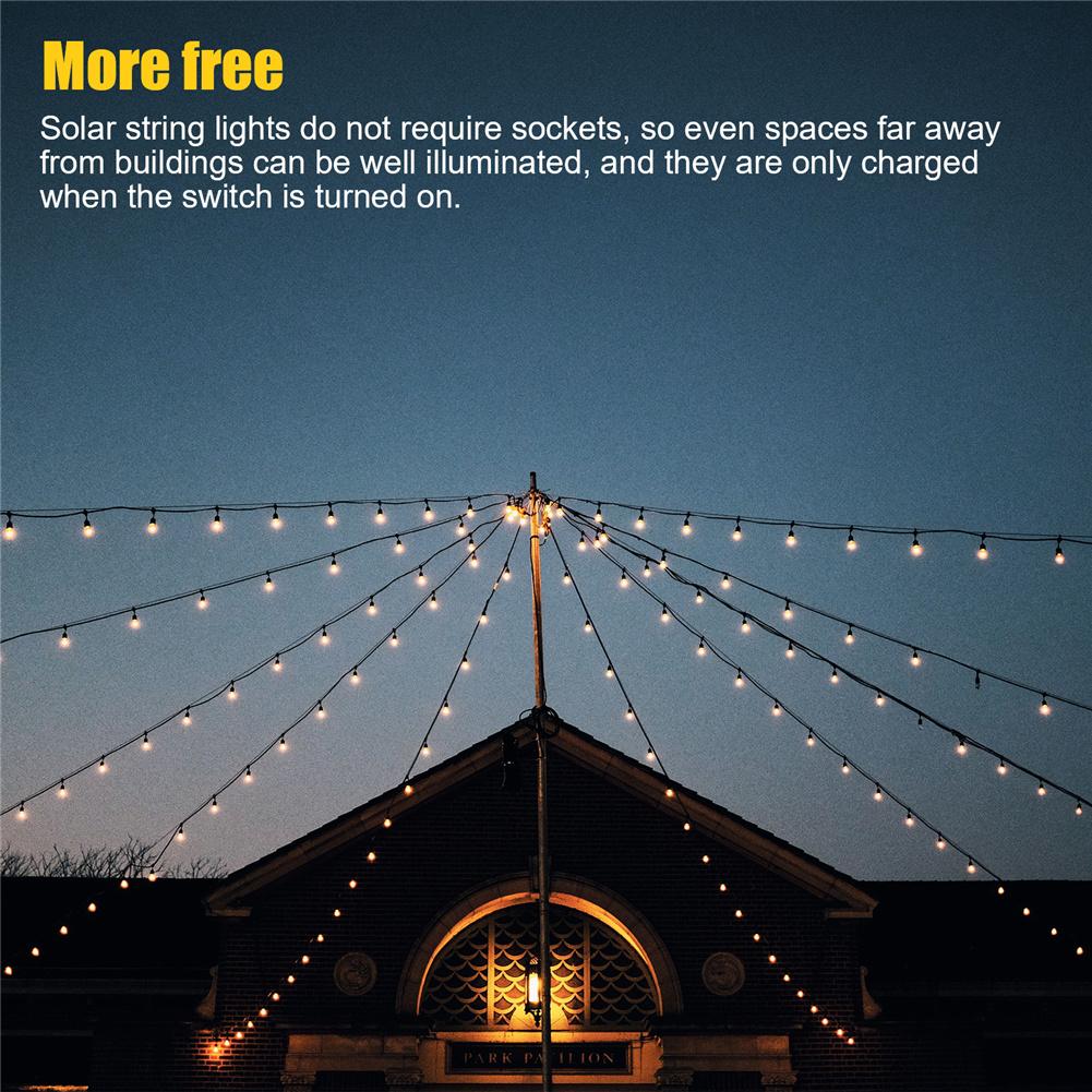5m Solar 20 Led String Lights 8 Modes Outdoor Ip43 Waterproof Edison Light Bulb Garden Decor Lamp
