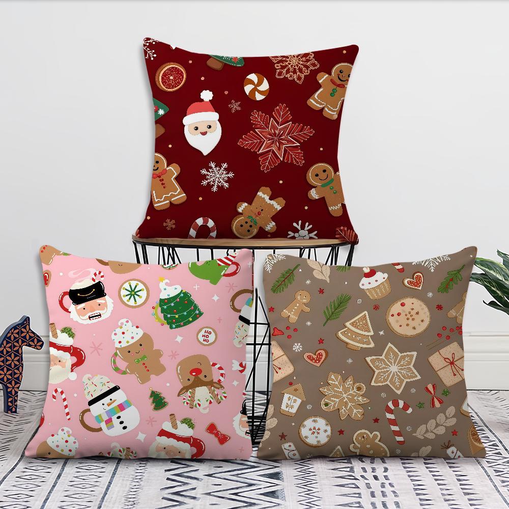 Christmas Cartoon Gingerbread Man cushion cover Pillow Cover Decoration Room Home Sofa living Office Car Nordic Simplicity