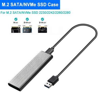 Корпус для M2 SSD, док-станция NVME, адаптер M.2 на USB для SSD NVME PCIE NGFF M.2 SATA SSD, ключ M/B+M, 2230/2242/2260/2280, M2, двойной протокол