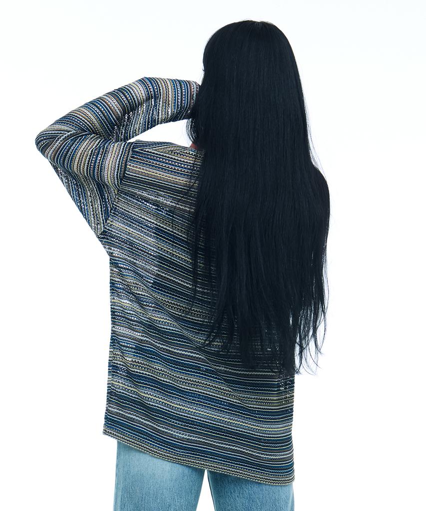 C WEAR BY THE GENIUS Прозрачный вязаный пуловер для творчества Синий
