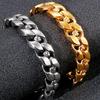 Punk Gothic Stainless Steel Skull Head Curb Chain Bracelet For Men Male 13MM 8.5 Inches Boys Mens Biker Bracelets Dropshipping