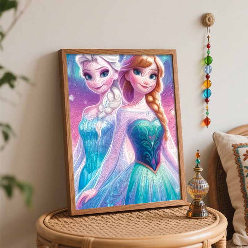 Disney Эльза и Анна масляная живопись painting art ручная работа diy painting домашний декор подарок