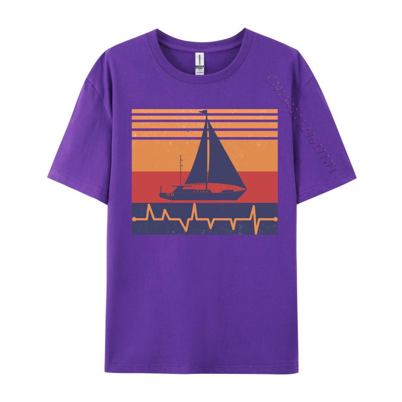 Sail Boat Heartbeat Tshirts Sailing Boating Sailing Boat TShirt Latest Tops Shirt Europe Size Tops Shirt