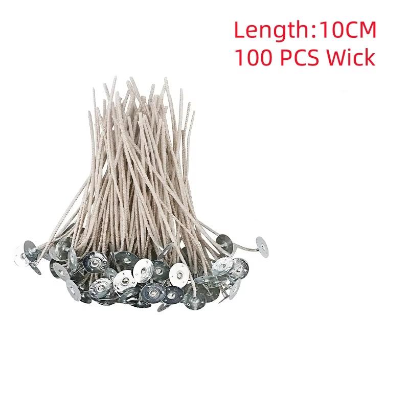 100pcs Waxed Cotton Candle Wicks Set with Stand Original Smokeless Candle Wicks Soy Oil Wax Core Woven Making Candles Supplies