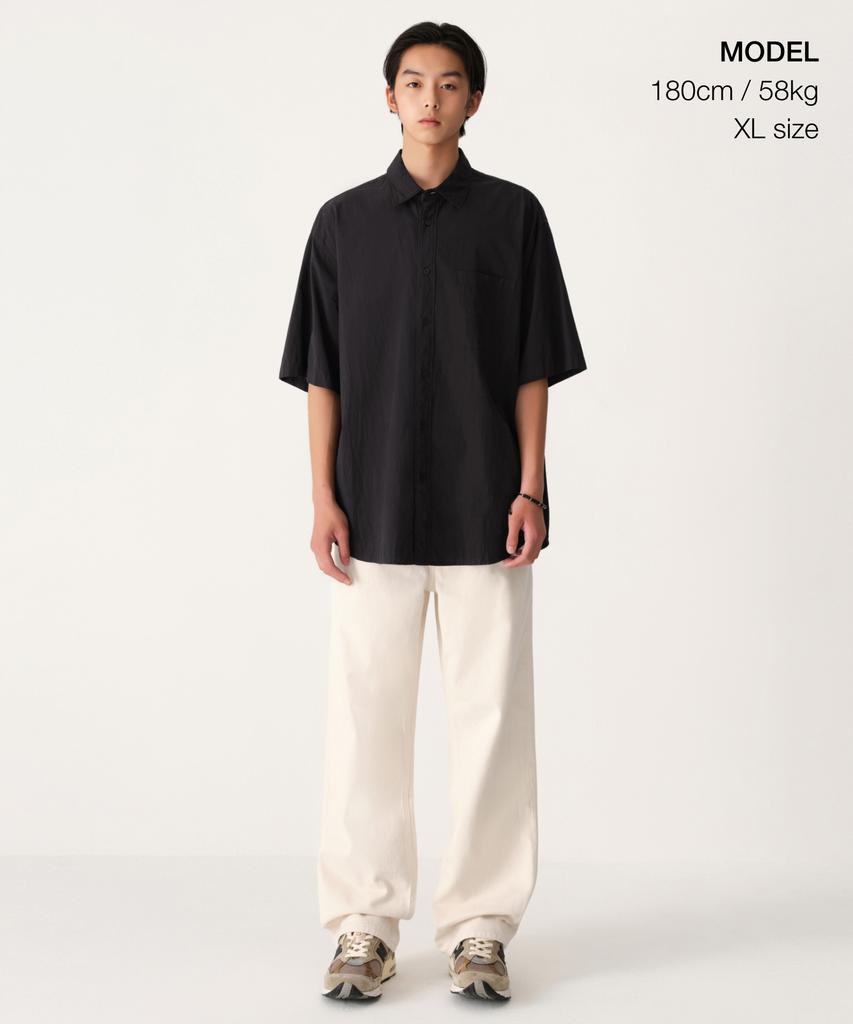 MUSINSA STANDARD Relaxed Micro Seersucker Short Sleeve Shirt [Black]