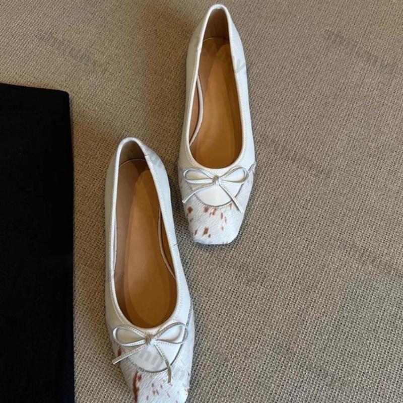 Модная женская обувь 2025 Весна Осень Новая Мода Комфорт Бант Мэри Джейн Обувь Легкая Мягкая Подошва Квадратный Носок Женские Балетки