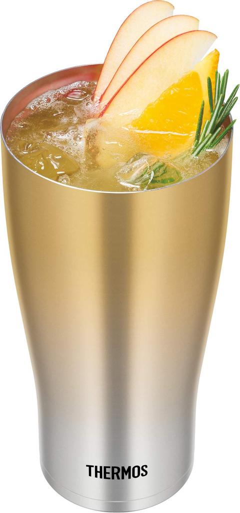 Thermos Стакан с вакуумной изоляцией, золотистый, с эффектом потертости, подарок на день рождения для мужчин и женщин, 0,6 л, JDE-601C GD-FD, для отца