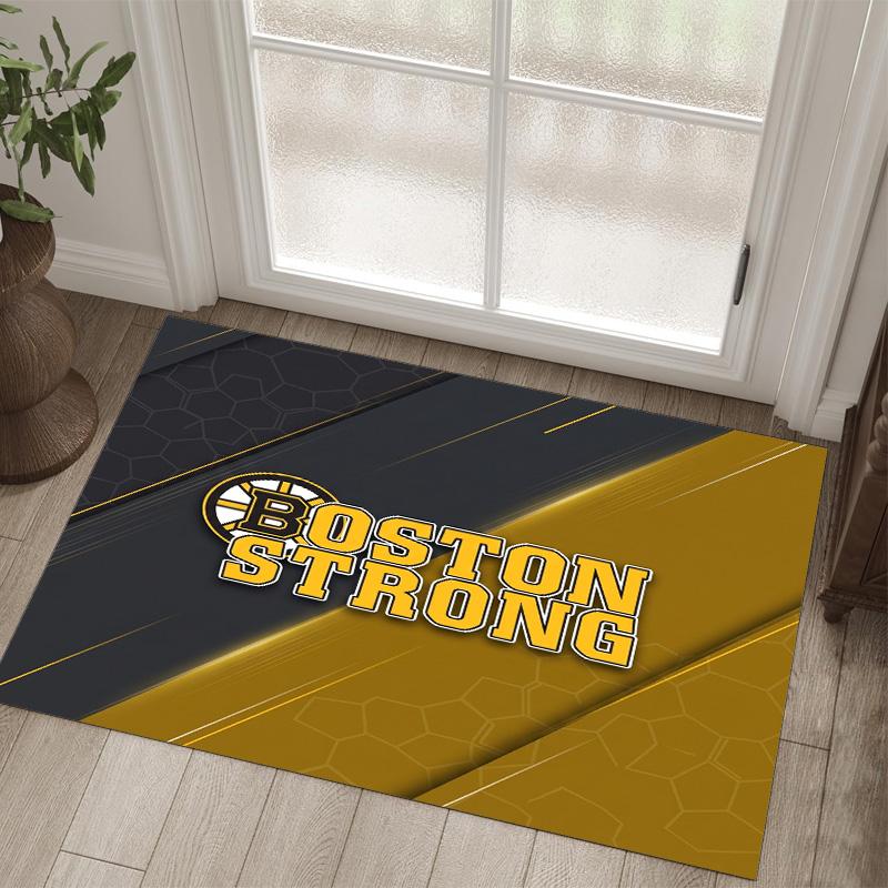 Дизайн Boston Bruins Кристальный Велюровый Ковер Уютный Не?Нескользящий ковер с принтом для спальни, гостиной, прихожей