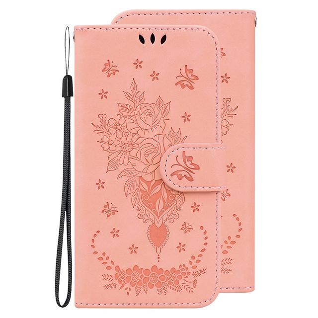 Чехол для Samsung Galaxy A30 A30s A31 A32 A33 A40 A41 A42 A50 A51 A52 A52s A53 A70 A71 A72 A73 5g A8 A7 Обложка книги с бабочкой и розой