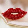 1pc European & American Style Classic Fashion Popular Sexy Red Lip Brooch, Fully Inlaid Luxury Clothing Adornment Oil Drop Brooch Pin For Women