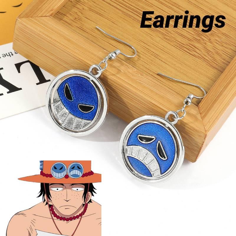 Новые японские аниме серьги One Piece оптом, вращающиеся серьги Белоуса Эйса